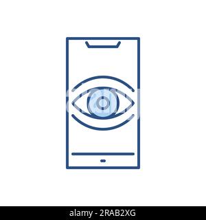 Surveillance smartphone related vector icon. Eye on smartphone screen symbolizing user tracking. Isolated on white background. Editable vector illustr Stock Vector