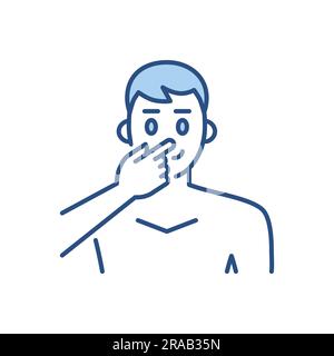 Avoid face touch related vector icon. Man touches face with finger. Avoid face sign. Isolated on white background. Editable vector illustration Stock Vector