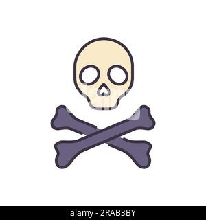 Skull and bones related vector icon. Symbol of death and pirates. Skull and bones sign. Isolated on white background. Editable vector illustration Stock Vector