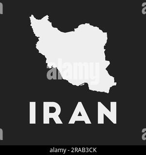 Iran icon. Country map on dark background. Stylish Iran map with country name. Vector illustration. Stock Vector