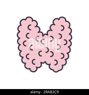 Thyroid Related Vector Line Icon. Isolated on White Background. Editable Stroke Stock Vector