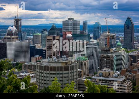 Montreal's two iconic skyscrapers, Place Ville Marie and McIntyre Medical Sciences Building Stock Photo
