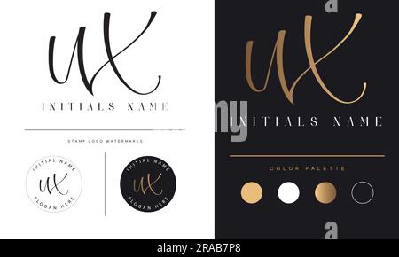 Luxury WX or XW Initial Monogram Text Letter Logo Design Stock Vector