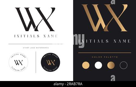 Luxury WX or XW Initial Monogram Text Letter Logo Design Stock Vector