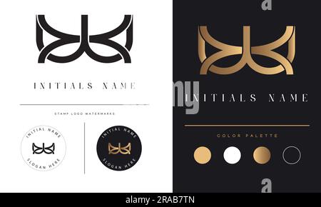 Luxury WX or XW Initial Monogram Text Letter Logo Design Stock Vector