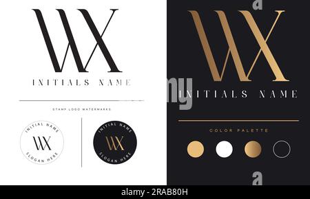 Luxury WX or XW Initial Monogram Text Letter Logo Design Stock Vector
