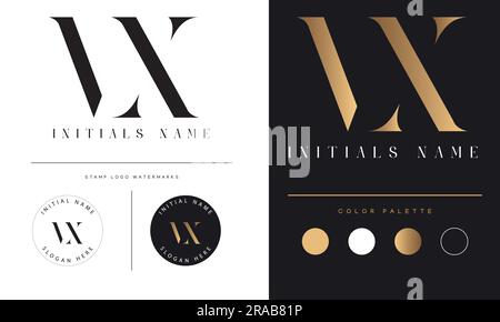 Luxury VX or XV Initial Monogram Text Letter Logo Design Stock Vector