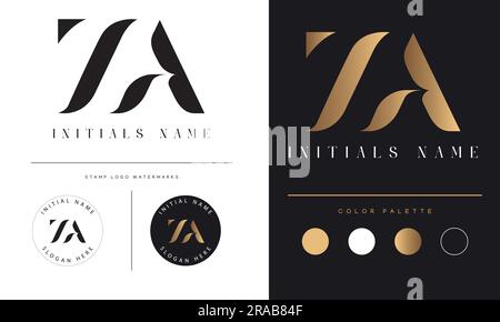 Luxury ZA or AZ Initial Monogram Text Letter Logo Design Stock Vector