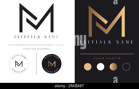 Luxury M Initial Monogram Text Letter Logo Design Stock Vector