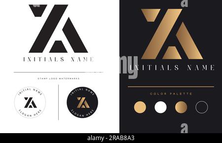 Luxury ZA or AZ Initial Monogram Text Letter Logo Design Stock Vector