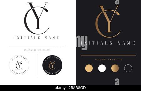 Luxury YC or CY Initial Monogram Text Letter Logo Design Stock Vector