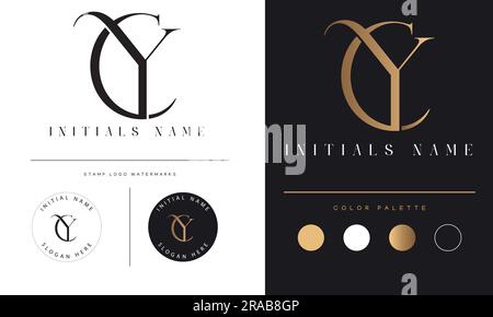 Luxury YC or CY Initial Monogram Text Letter Logo Design Stock Vector