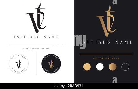 Luxury VT or TV Initial Monogram Text Letter Logo Design Stock Vector ...