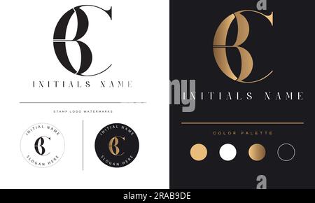 Luxury CB or BC Initial Monogram Text Letter Logo Design Stock Vector