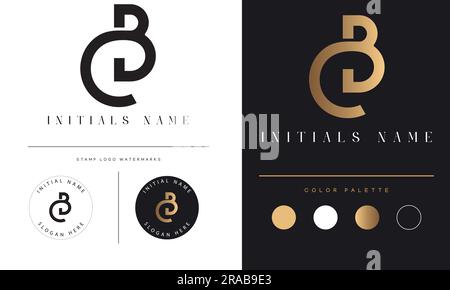 Luxury CB or BC Initial Monogram Text Letter Logo Design Stock Vector