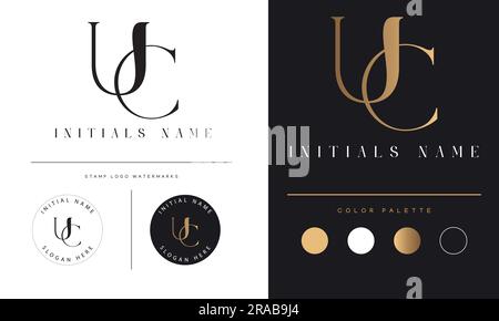 Luxury UC or CU Initial Monogram Text Letter Logo Design Stock Vector ...