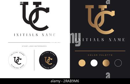 Luxury UC or CU Initial Monogram Text Letter Logo Design Stock Vector