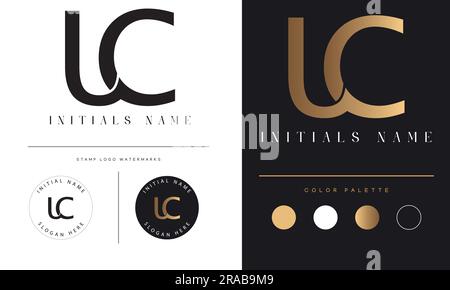 Luxury UC or CU Initial Monogram Text Letter Logo Design Stock Vector