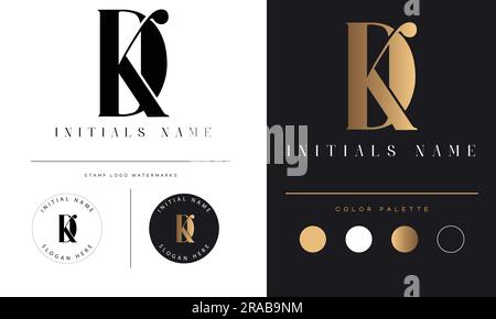 Luxury DK or KD Initial Monogram Text Letter Logo Design Stock Vector