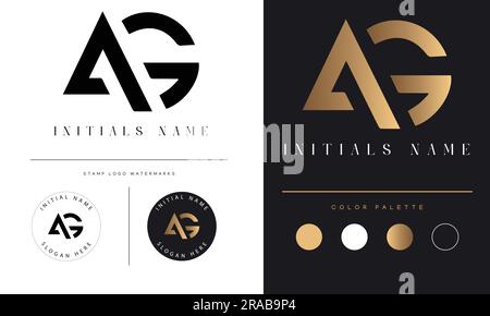 Luxury AG or GA Initial Monogram Text Letter Logo Design Stock Vector