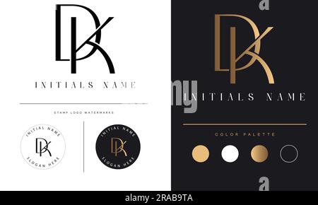 Luxury DK or KD Initial Monogram Text Letter Logo Design Stock Vector
