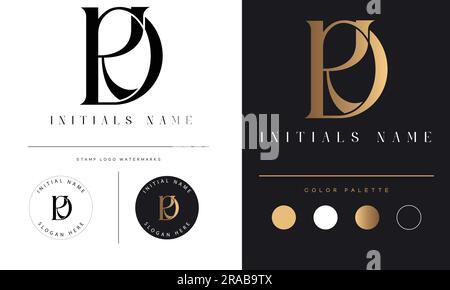 Luxury DK or KD Initial Monogram Text Letter Logo Design Stock Vector