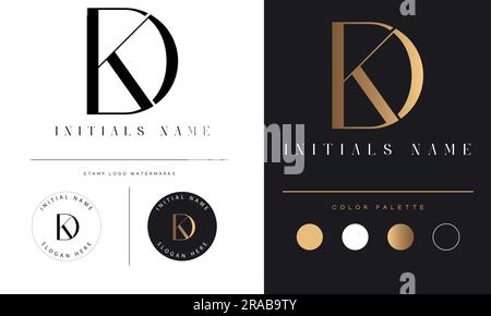 Luxury DK or KD Initial Monogram Text Letter Logo Design Stock Vector