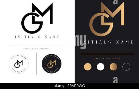 Luxury GM or MG Initial Monogram Text Letter Logo Design Stock Vector