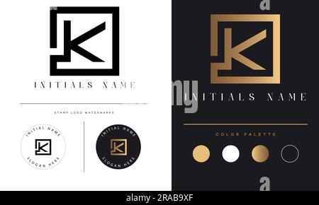 Luxury DK or KD Initial Monogram Text Letter Logo Design Stock Vector