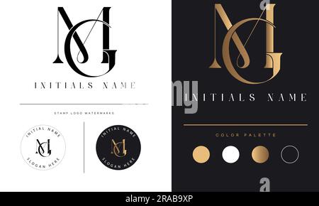 Luxury GM or MG Initial Monogram Text Letter Logo Design Stock Vector