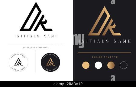 Luxury DK or KD Initial Monogram Text Letter Logo Design Stock Vector