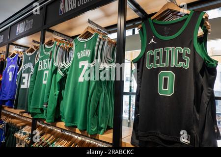 Branded Merchandise at the NBA Flagship Store on 545 Fifth Avenue, New York City, USA  2023 Stock Photo