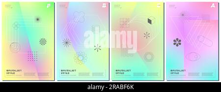 Y2k gradient blurred elements. Abstract shapes and retro stickers
