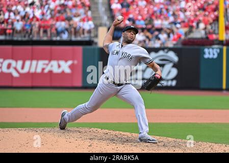 ST. LOUIS, MO - JUL 02: St. Louis Cardinals third baseman Nolan Arenado  (28) fields the ground ball during a game between the New York Yankees and  the St. Louis Cardinals on