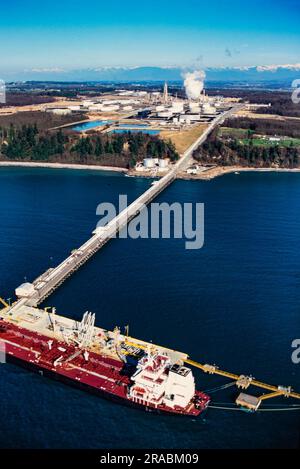 Aerial image of oil refinery Washington state, USA Stock Photo