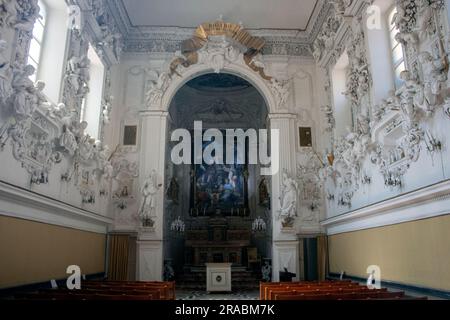 The Baroque stucco interior of the Oratorio del Rosario di Santa Cita - Oratory of the Rosary of Santa Cita - Palermo, Sicily Stock Photo