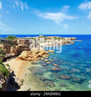 Spiaggia Massolivieri beach summer sea landscape (Siracusa, Sicily, Italy). Stock Photo