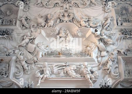 The Baroque stucco interior of the Oratorio del Rosario di Santa Cita - Oratory of the Rosary of Santa Cita - Palermo, Sicily Stock Photo