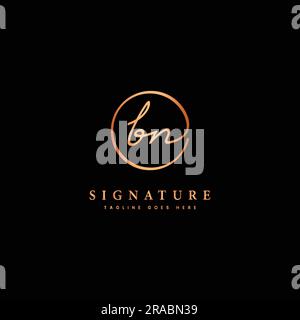 B, N, BN Initial letter handwritten and signature vector logo. Business template in round shape line art Stock Vector