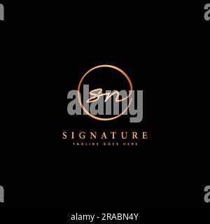 S, N, SN Initial letter handwritten and signature vector logo. Business template in round shape line art Stock Vector