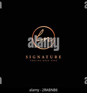 L, N, LN Initial letter handwritten and signature vector logo. Business template in round shape line art Stock Vector