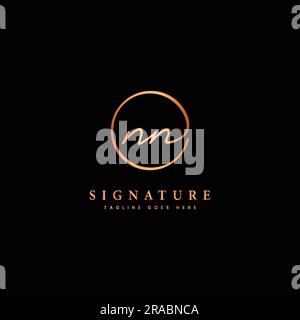 N, NN Initial letter handwritten and signature vector logo. Business template in round shape line art Stock Vector