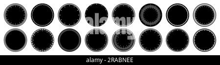 Mechanical clock faces, bezel. Watch dial with minute and hour marks. Timer or stopwatch element. Blank measuring circle scale with divisions. Vector Stock Vector