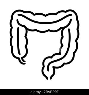 Human colon line icon. Large intestine, digestive tract organ, simple black and white drawing. Vector illustration. Stock Vector