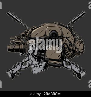 skull soldier and awm guns cross Stock Vector