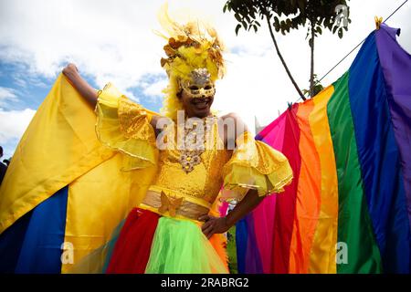 Bogota, Colombia. 02nd July, 2023. People take part during the international pride parade demonstrations in Bogota, Colombia, July 2, 2023. Photo by: Chepa Beltran/Long Visual Press Credit: Long Visual Press/Alamy Live News Stock Photo