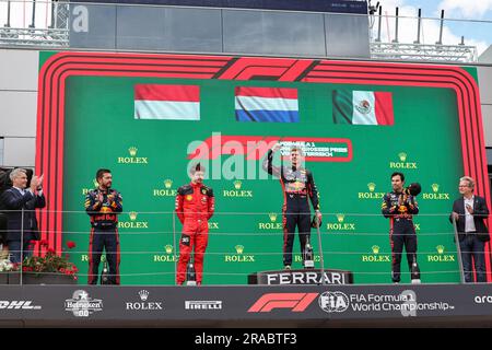 PODIUM CELEBRATION Max Verstappen (NED) Redbull Racing RB19 during the