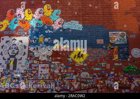 Albuquerque Sticker Wall Stock Photo