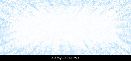 Fading pixelated blue frame. Radial navy noise grain texture. Sapphirine and airy vanishing mosaic background. Light blue shades vector background Stock Vector