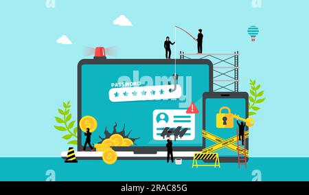 Cyber crime ( Internet security ) vector banner illustration Stock Vector